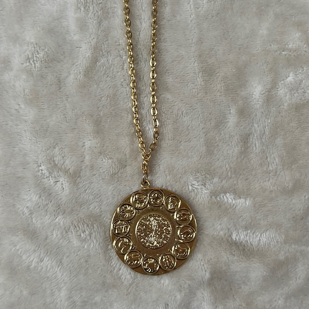 Horoscope wheel fashion tarot astrology necklace